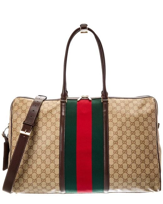 Gucci Brown Gg Web Medium Supreme Gg Canvas & Leather Luggage Bag for men