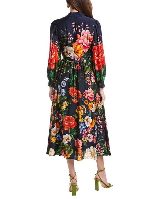 Tahari Blue The Melina Silk-Blend Dress