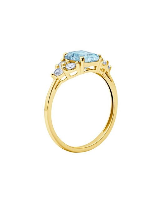 MaxColor White 10K 0.70 Ct. Tw. Aquamarine Halo Ring