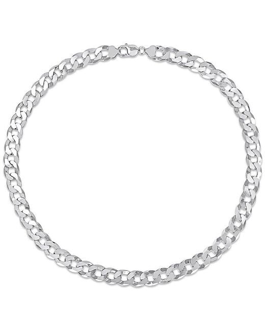 Italian Silver Metallic Flat Curb Chain Necklace
