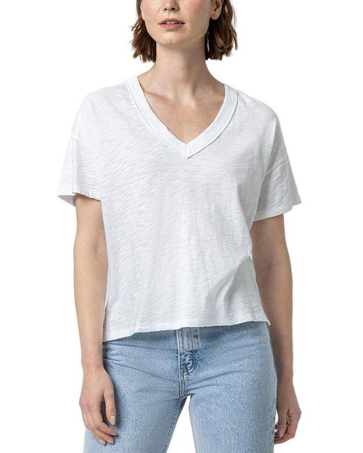 Lilla P White Boxy V-neck T-shirt