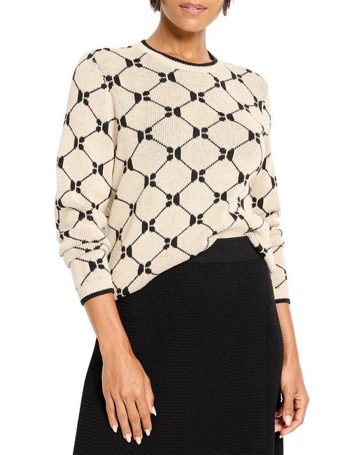 NIC+ZOE Black Geo Argyle Knit Sweater