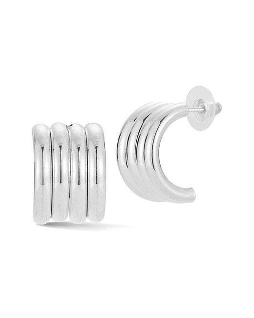 Glaze Jewelry White Plated Chunky Hoop Earrings