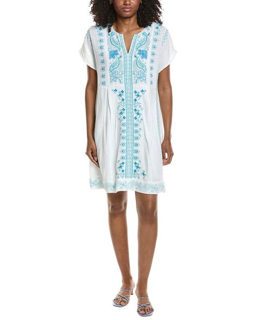 Johnny Was Blue Relaxed Seamed Dolman Dress