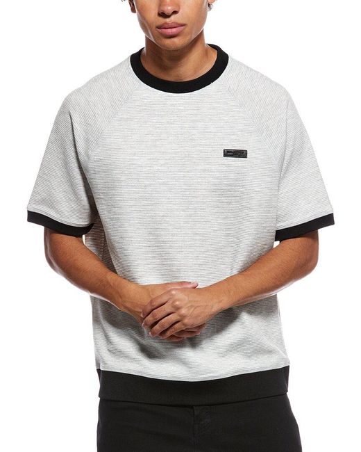Karl Lagerfeld Gray Mock Neck Waffle Textured Shirt for men