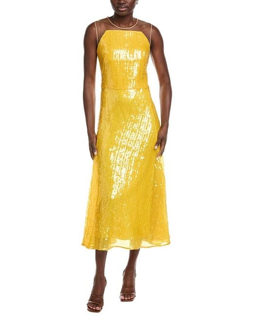 Akris Yellow Sequin Midi Dress