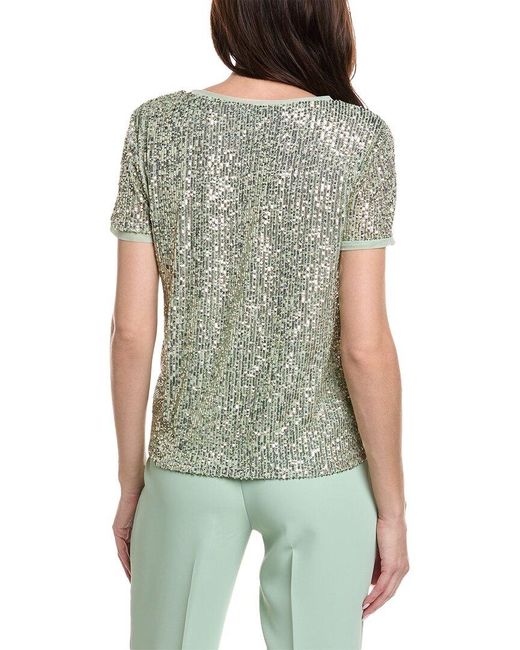 Anne Klein Gray Shiny Sequin Banded T-shirt