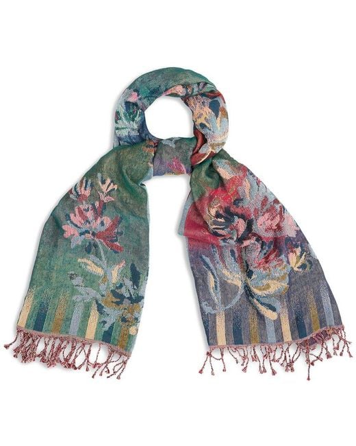 Saachi Blue Rosy Reversible Wool-Blend Scarf