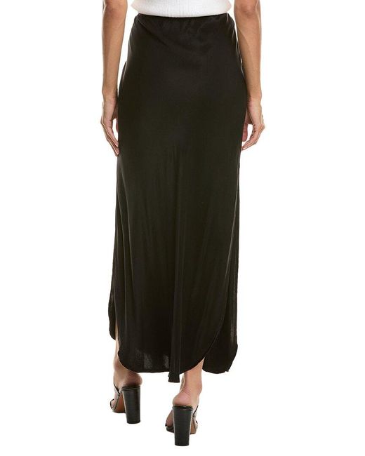 Bella Dahl Black Asymmetric Side Slit Bias Skirt