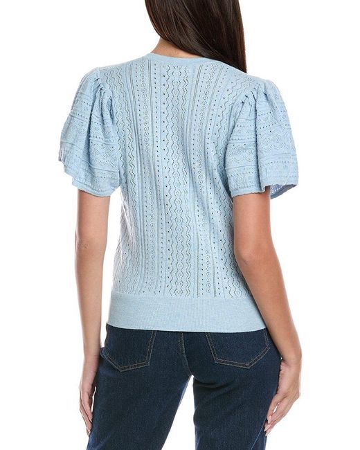 Isla Blue Madison Pointelle Top