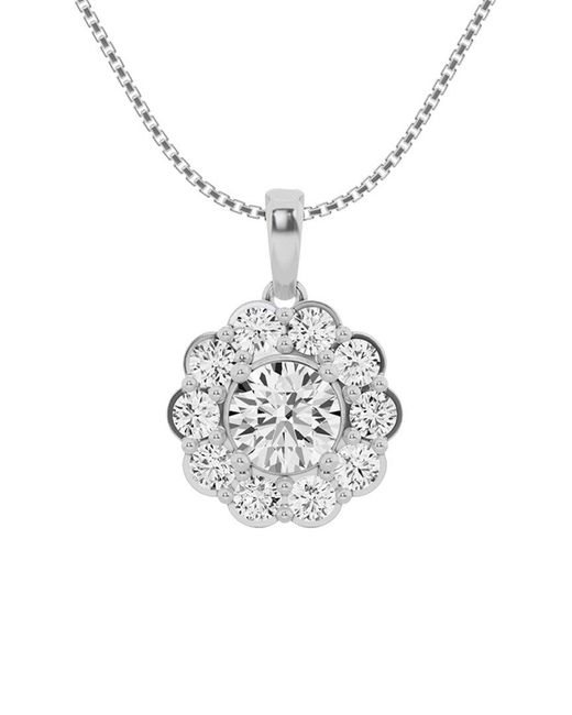 Lab Grown Diamonds White 14k 2.00 Ct. Tw. Lab Grown Diamond Halo Pendant Necklace