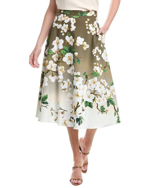 Oscar de la Renta Green A-Line Skirt