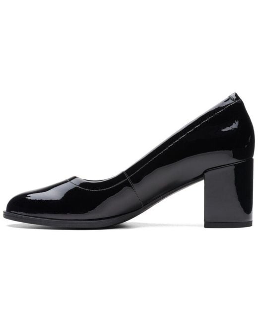 Clarks Black Freva55 Court Leather Flat