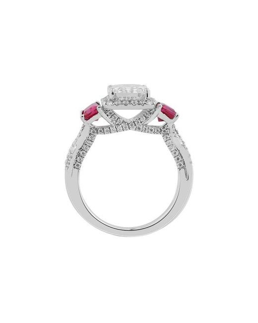 Brilliant Bloom Pink 14K 4.40 Ct. Tw. Lab-Grown Diamond & Ruby Bridal Ring