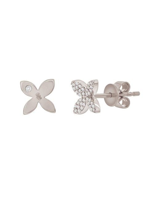 Suzy Levian Metallic 14k 0.15 Ct. Tw. Diamond Marquise Flower Studs