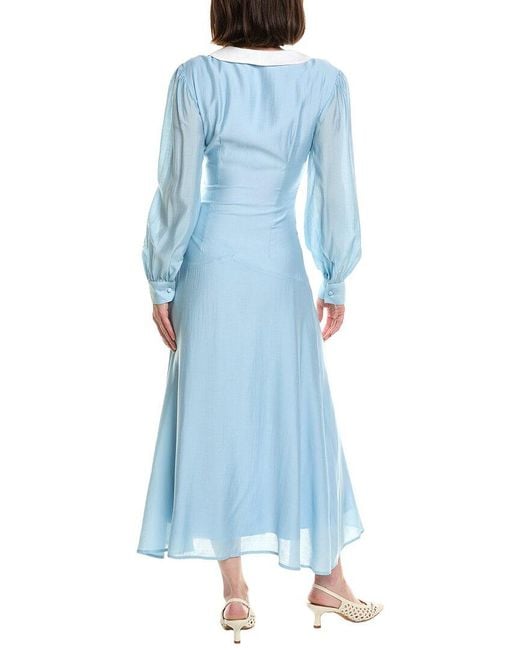 HL Affair Blue Long Sleeve Midi Dress