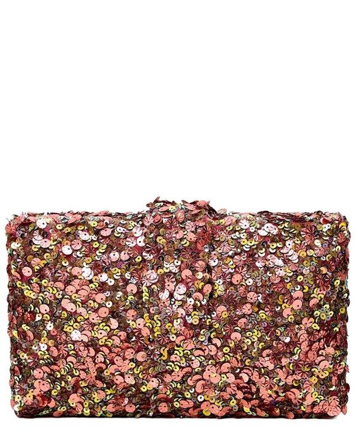 Simitri Multicolor Hand-Embroidered Sequin Box Clutch