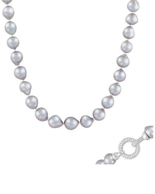 Splendid Metallic Silver 11-14mm Pearl Necklace