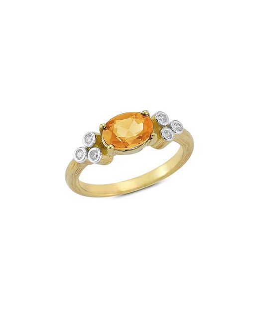 Reiss Metallic 14K 1.26 Ct. Tw. Diamond & Citrine Cocktail Ring