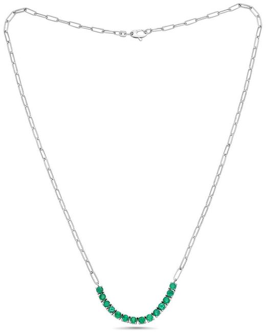 Forever Creations Signature Metallic Forever Creations 14K 1.40 Ct. Tw. Emerald Bar Necklace