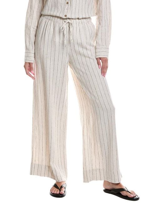 Z Supply White Henri Striped Linen-Blend Wide Leg Pant