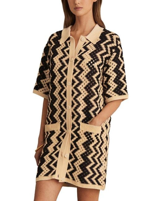 Reiss Black Natalie Knitted Crochet Dress