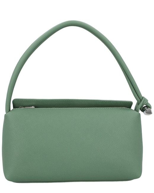 Longchamp Green Le Roseau Medium Leather Shoulder Bag