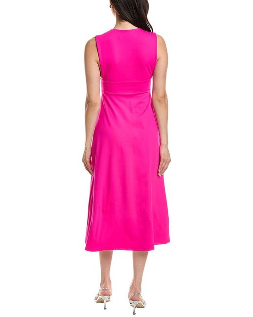 Susana Monaco Pink Low Neck Tank Flared Midi Dress