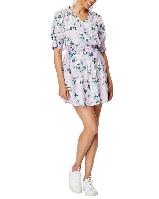 Roberta Roller Rabbit Blue Twilight Dahlia Fiorella Silk-Blend Dress