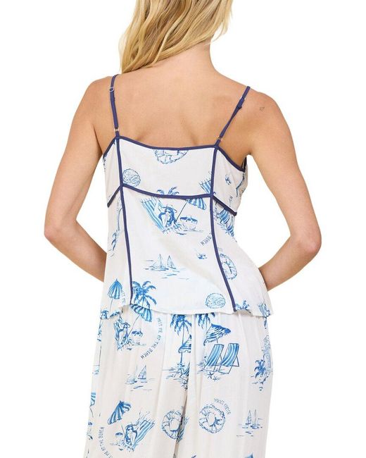 Surf Gypsy Blue Printed Tie Front Tank