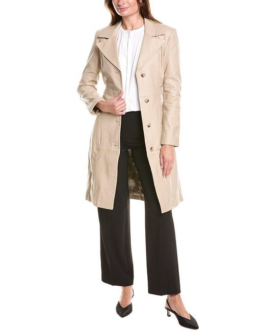 Badgley Mischka White Leather Trench Coat