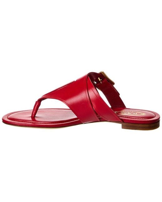 Tod's Red Leather Sandal