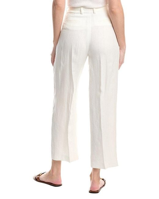 Fabiana Filippi White Textured Linen Pleated Trouser