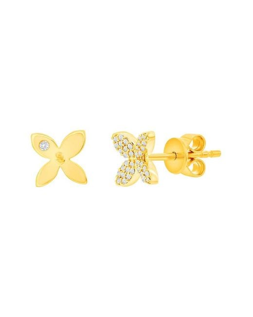 Suzy Levian Metallic 14k 0.15 Ct. Tw. Diamond Marquise Flower Studs