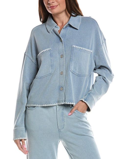 Z Supply Blue All Day Crop Whipstitch Jacket