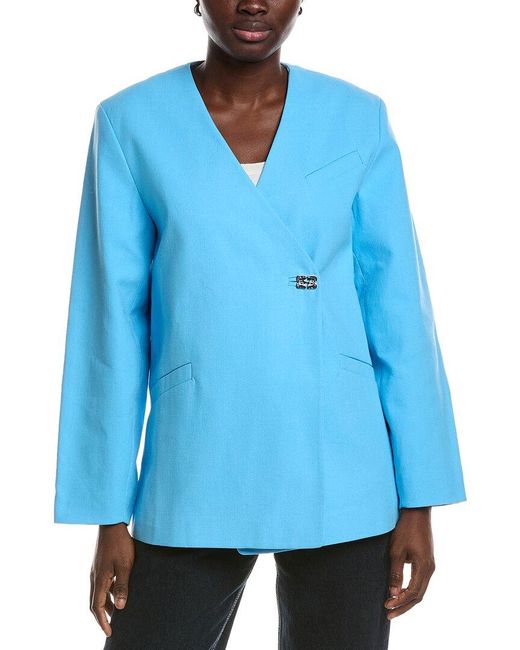 Ganni Blue Suiting Boxy Blazer