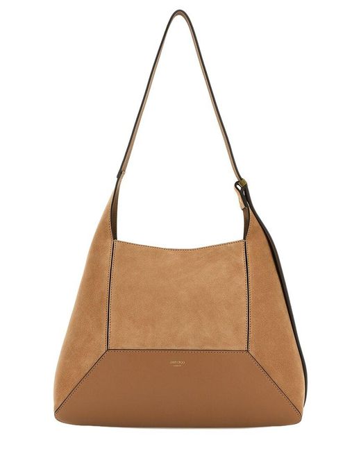 Jimmy Choo Brown Diamond Suede Hobo