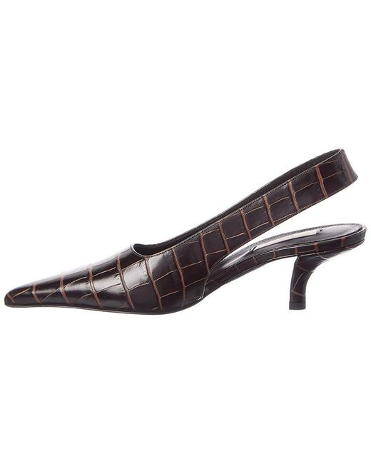 Totême  Metallic Croc-Embossed Leather Slingback Pump