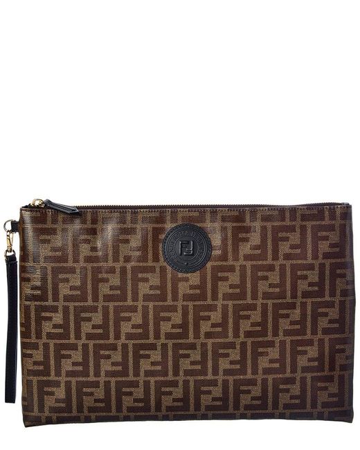 Fendi Large Ff Pouch in Brown | Lyst