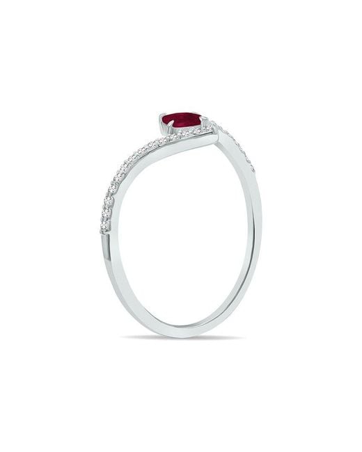 Gem Spark White 14K 0.27 Ct. Tw. Diamond & Ruby Ring
