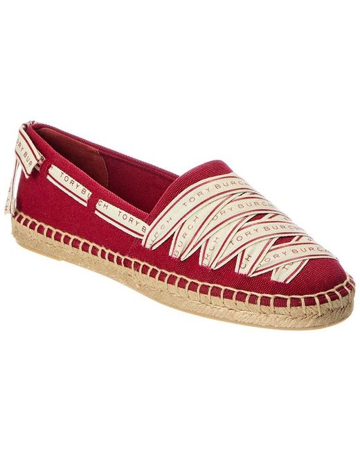 Tory Burch Red Tory Ribbon Espadrille