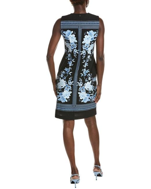 Anne Klein Blue Jewel Neck Scuba Sheath Dress