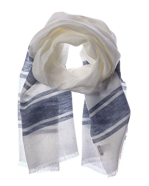 Brunello Cucinelli Blue Linen Scarf for men