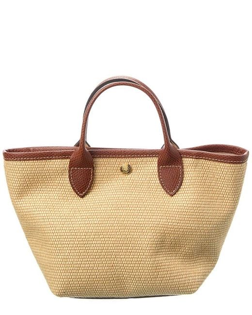 Longchamp Brown Le Pliage Collection Xs Raffia Basket Bag