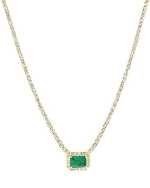 Effy Fine Jewelry Metallic 14K 2.65 Ct. Tw. Diamond & Emerald Necklace
