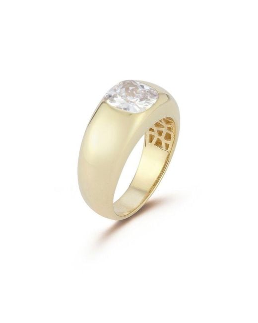 Chloe and Madison White 14k Over Silver Cz Bold Dome Ring
