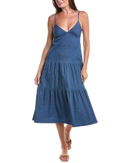 Marion Blue Solid Midi Dress