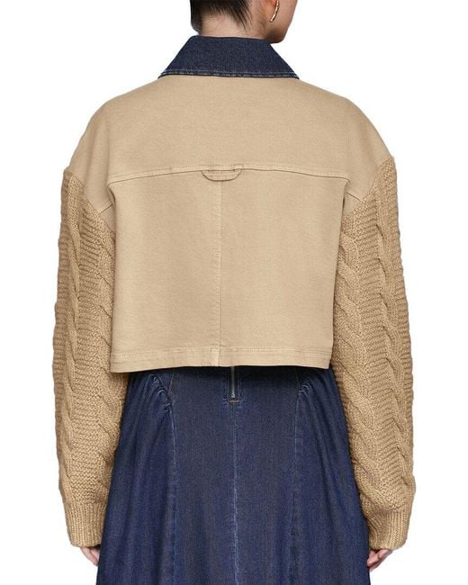 Avec Les Filles Blue Sweater Sleeve Chore Jacket