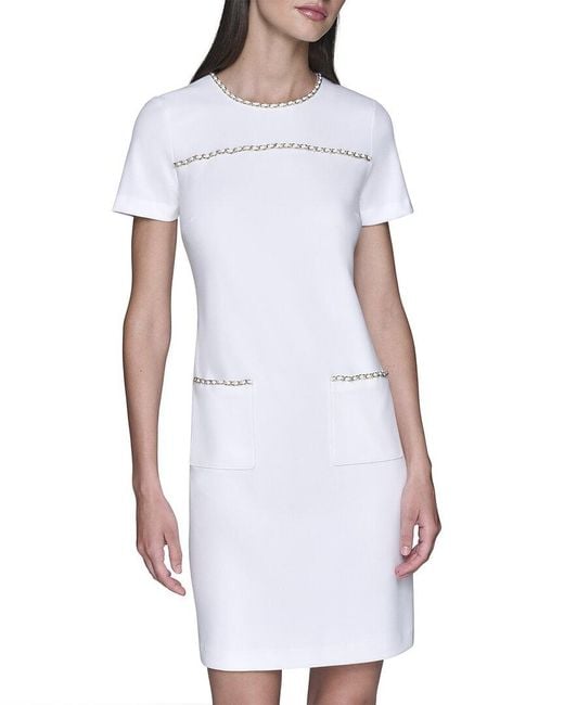 Karl Lagerfeld White Scuba Crepe Shift Dress