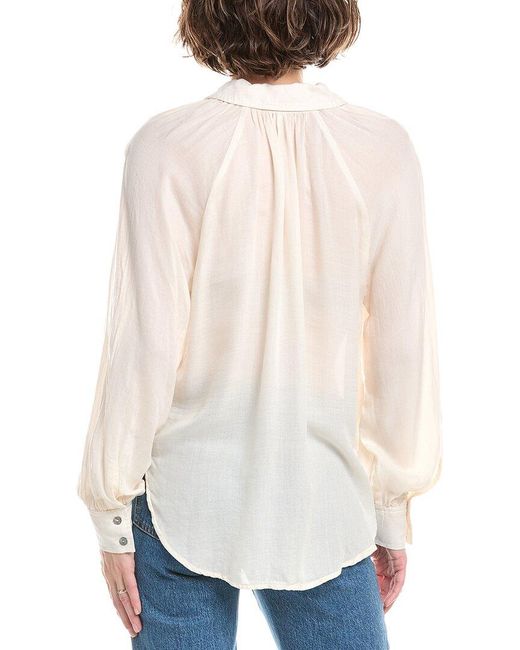Bella Dahl White Flowy Raglan Button-Up Shirt
